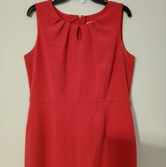Jones Studio Separates Pink Sleeveless Keyhole Pleated Sheath Midi Dress - Picture 1 of 7